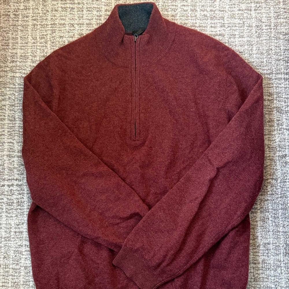 Saks Fifth Avenue Men's Maroon Zip-Up Sweater